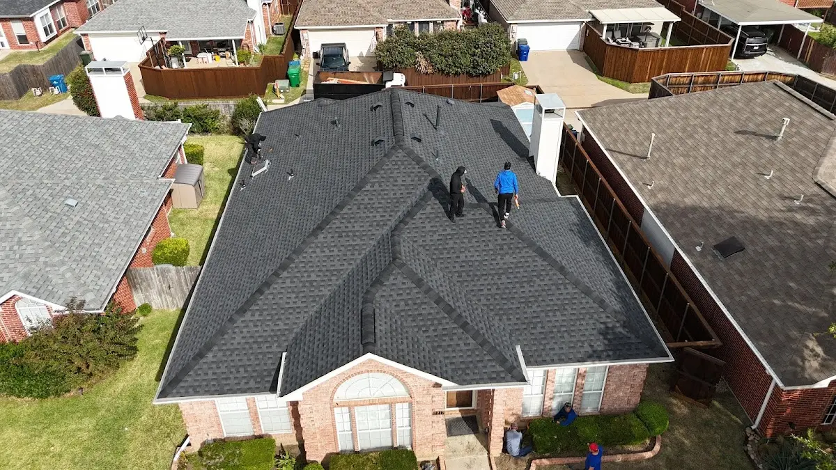 Commercial Roofing work in progress on a Bellaire property